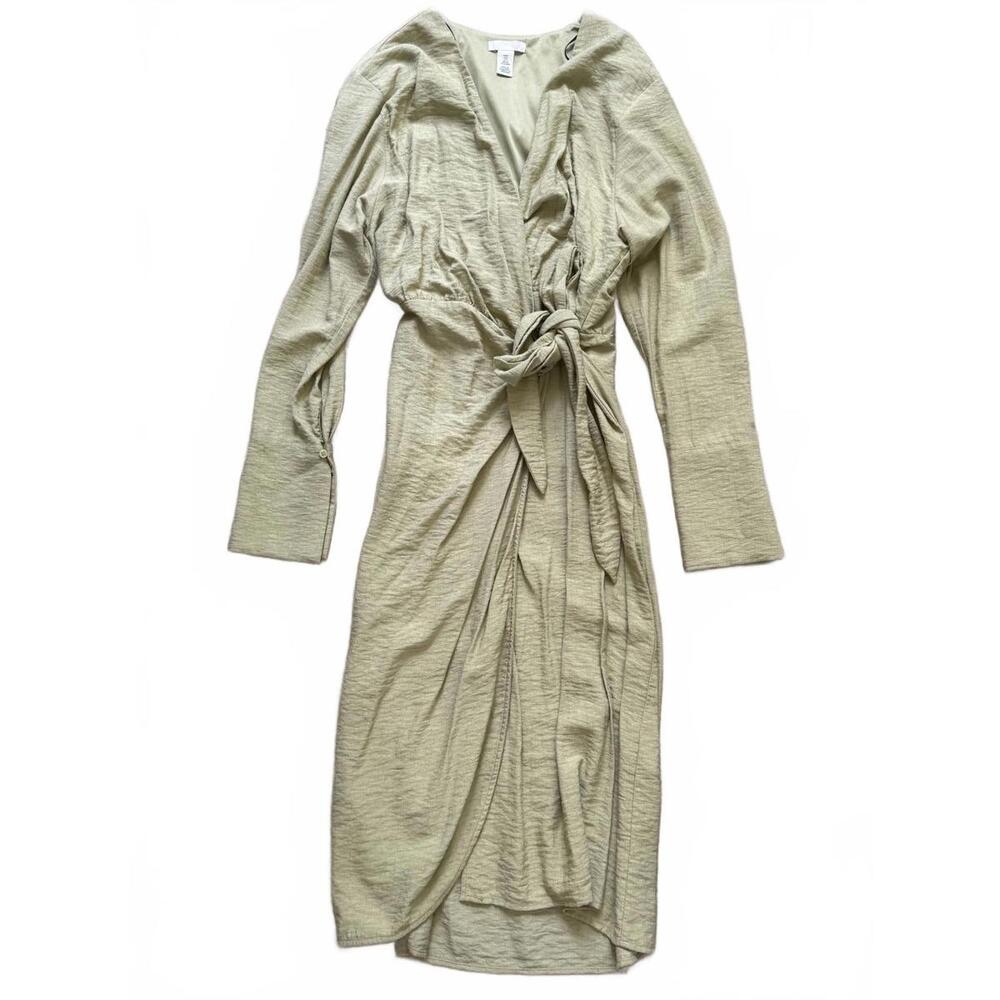 Long Sleeve Wrap Dress in Sage Green